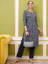 Vasthrlay Women Blue Printed Straight Kurtas